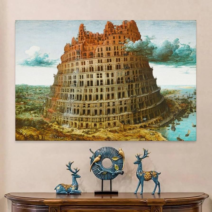 バベルの塔 油彩画 大きなキャンバス Amazon.co.jp: バベルの塔のポスター 1565 年頃にピーテル